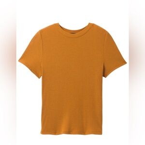 PRANA | WOMENS FOUNDATION RIB TEE IN GOLDEN YELLOW LARGE SHORT SLEEVE CREWNECK